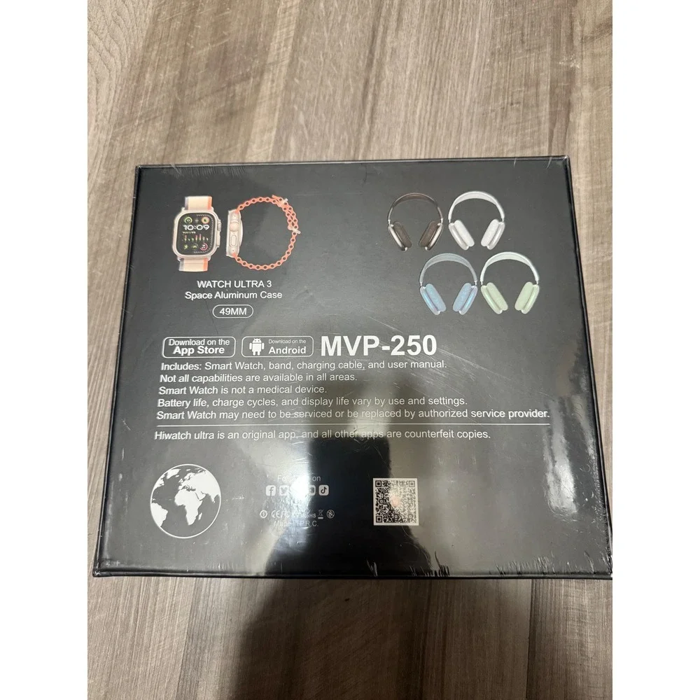 MVP-250 Ultra 3 Headphones & C900 Ultra 3 Smartwatch Bundle Android iOS New